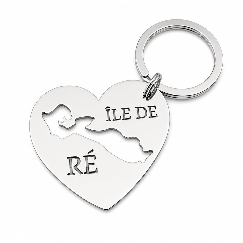 Porte clé coeur en Inox découpé Ile de ré