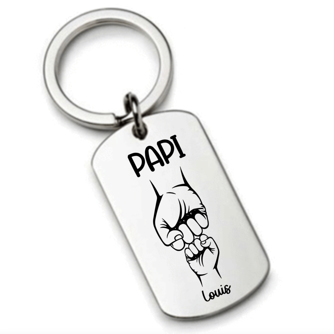 Porte clés PAPI Cadeau Personnalisé avec les Noms de ses petits Enfants