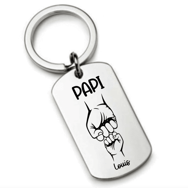 Porte clés PAPI Cadeau Personnalisé avec les Noms de ses petits Enfants
