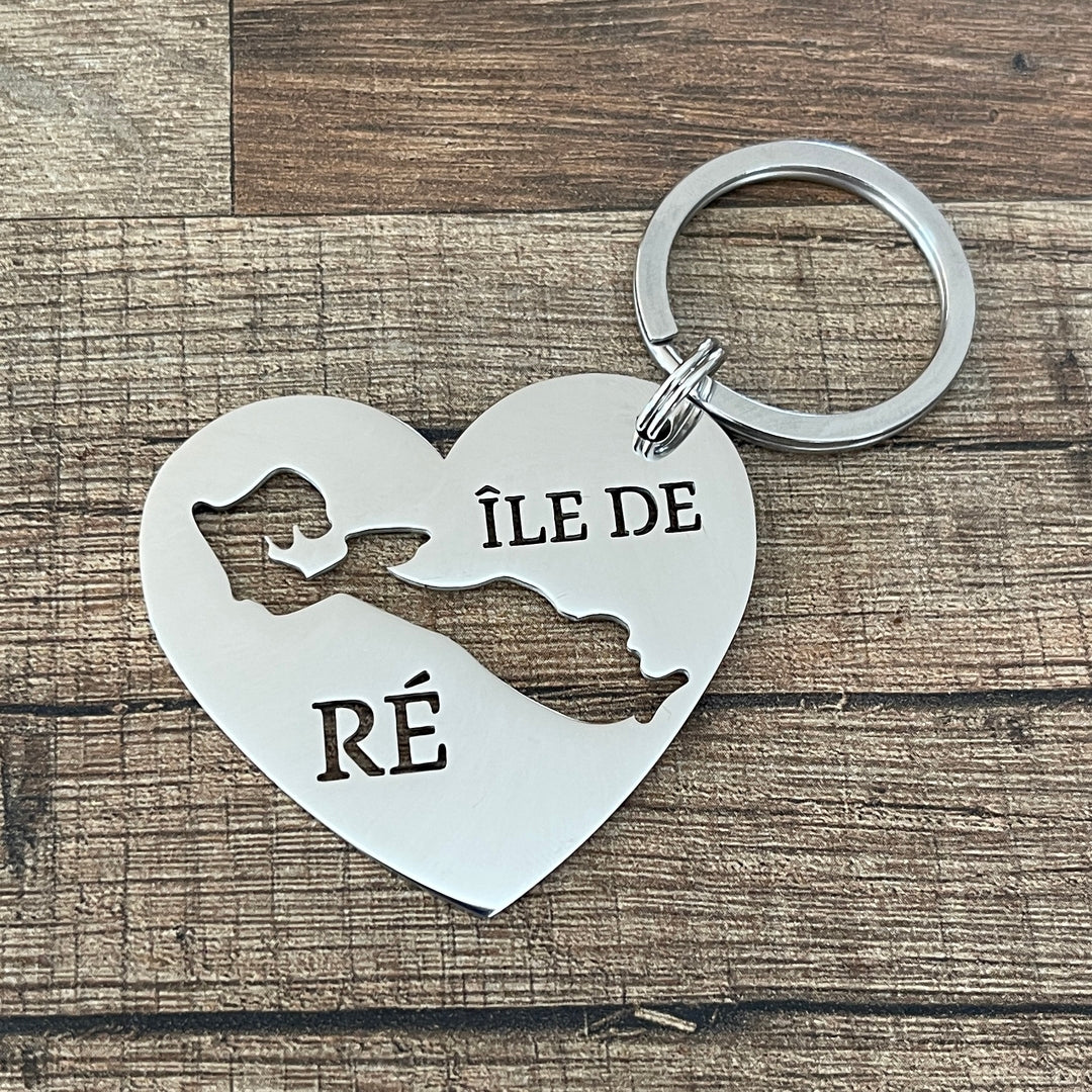 Porte clé coeur île de Ré en inox