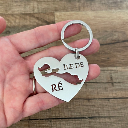Porte clé coeur île de Ré en inox