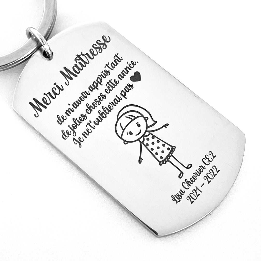 Porte clé cadeau maîtresse atsem nounou personnalisé