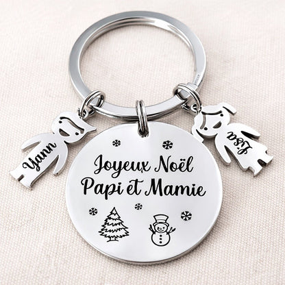Porte-clé grands-parents personnalisé avec petits-enfants