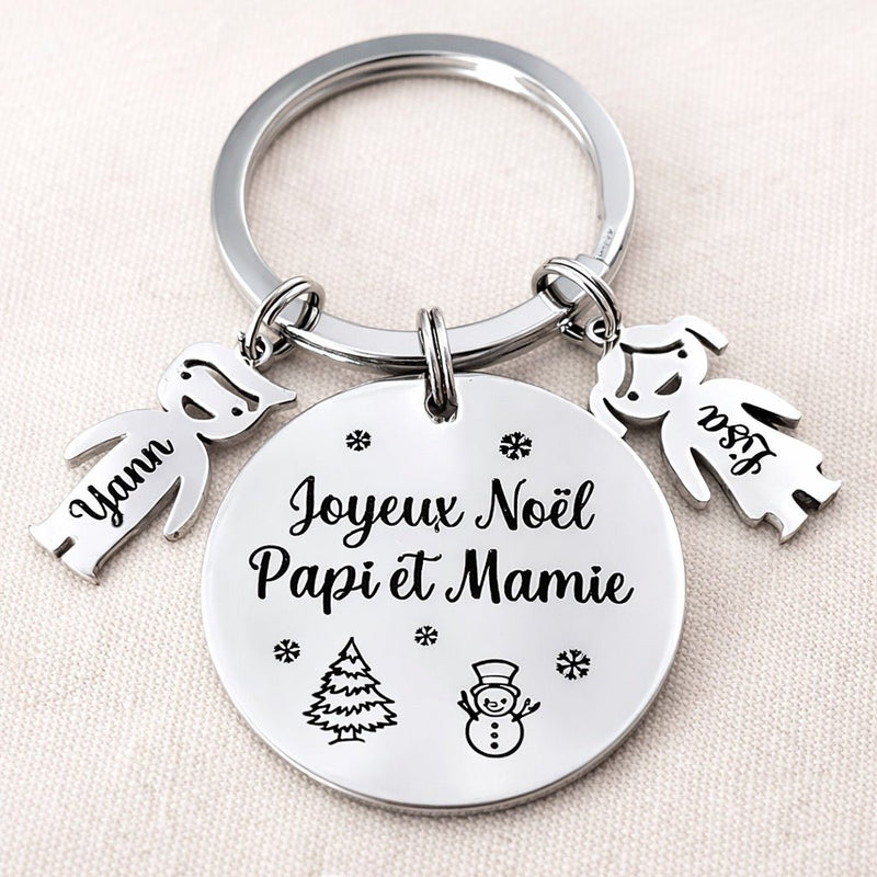 Porte-clé grands-parents personnalisé avec petits-enfants
