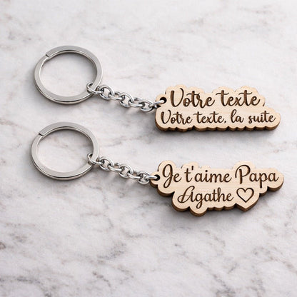 porte clé personnalisé gravé en bois avec prénom ou message