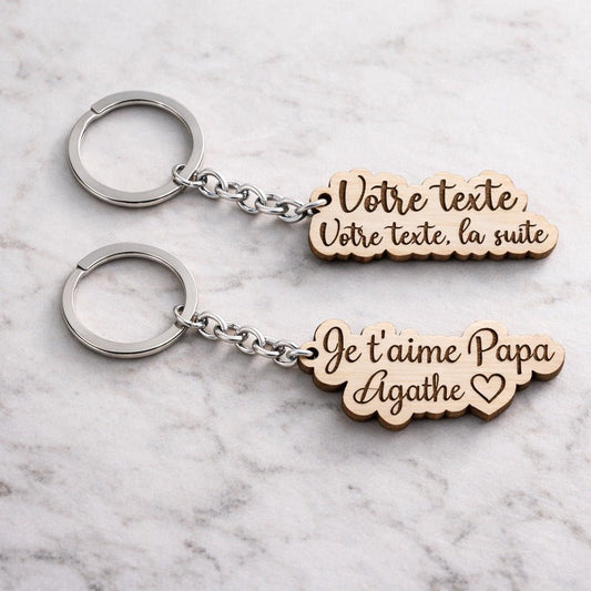 porte clé personnalisé gravé en bois avec prénom ou message
