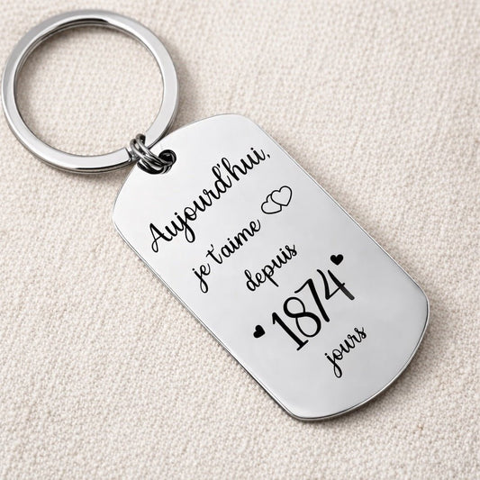 Porte-clé personnalisé date de rencontre – Je t’aime depuis X jours