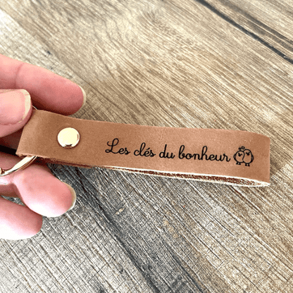 Porte clé cuir personnalisé, idée cadeau pour la fête des mères, des pères, en cadeau pour un parrain, une marraine, un papi ou une mamie