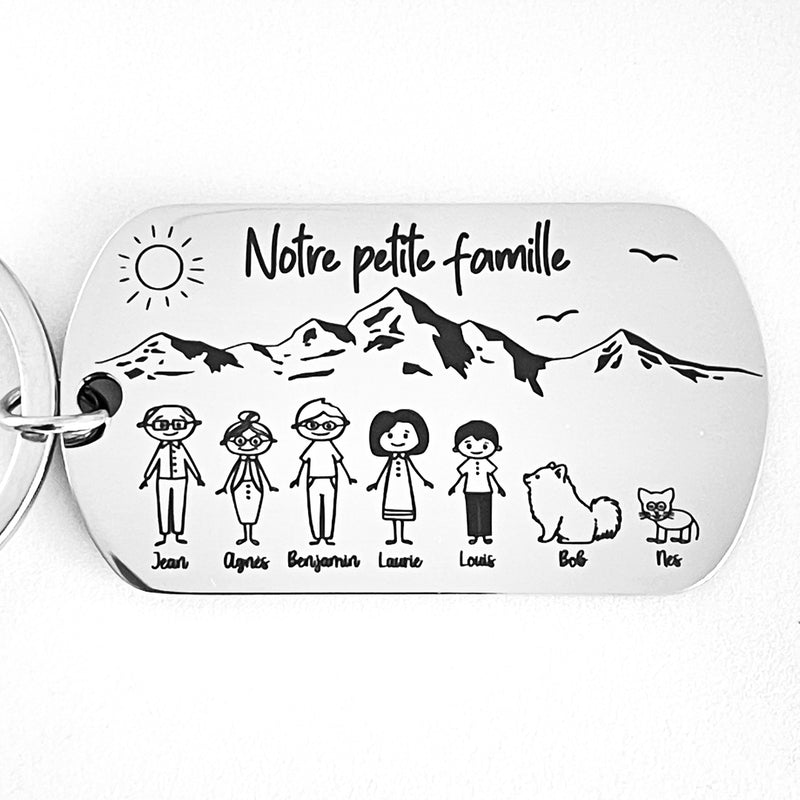 Porte clé personnalisé famille avec décor mer ou autre
