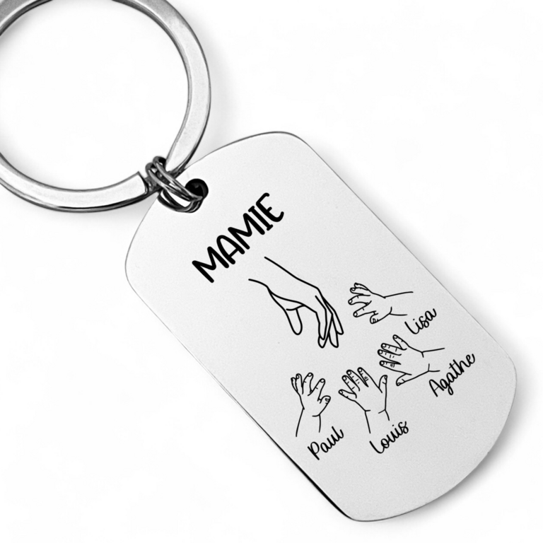 Porte clés MAMIE Cadeau Personnalisé avec les Noms de ses petits Enfants