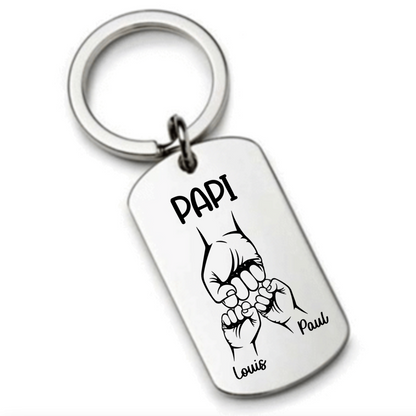 Porte clés PAPI Cadeau Personnalisé avec les Noms de ses petits Enfants