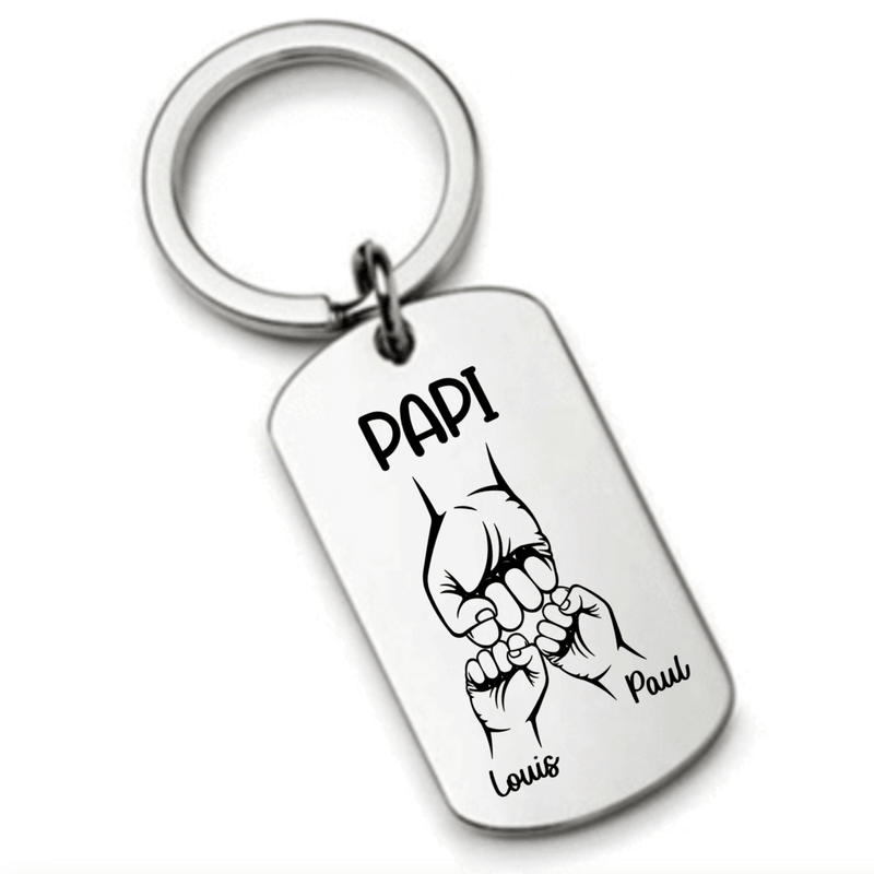 Porte clés PAPI Cadeau Personnalisé avec les Noms de ses petits Enfants