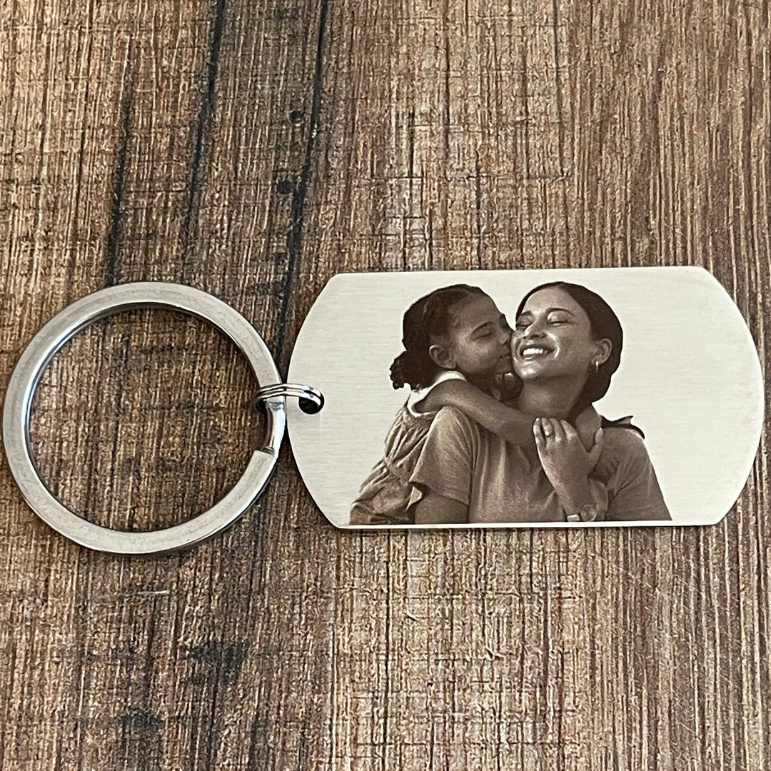 Porte clé Personnalisé Photo en acier inoxydable gravé