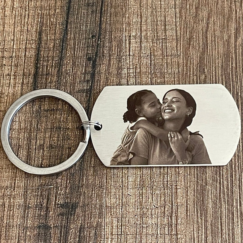 Porte clé Personnalisé Photo en acier inoxydable gravé