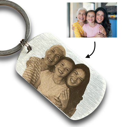 Porte clé Personnalisé Photo en acier inoxydable gravé