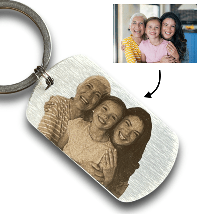 Porte clé Personnalisé Photo en acier inoxydable gravé
