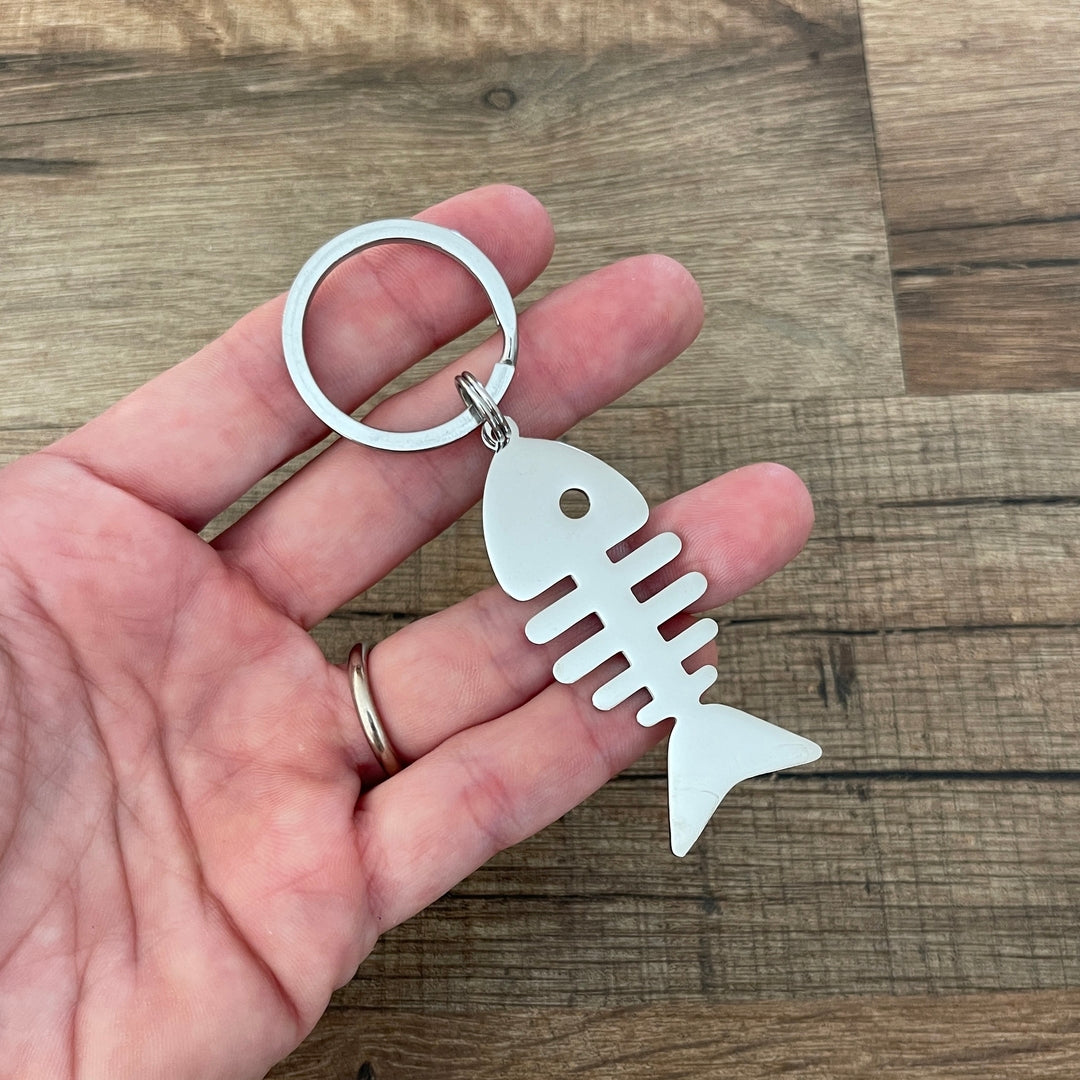 Porte clé en inox arête de poisson