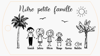 Porte clé personnalisé famille avec décor mer ou autre