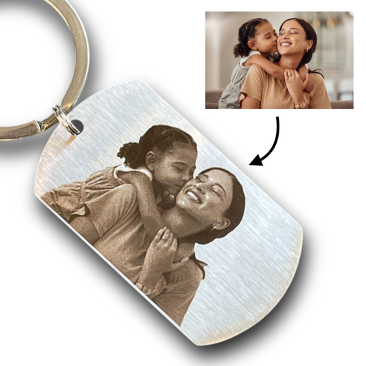 Porte clé Personnalisé Photo en acier inoxydable gravé