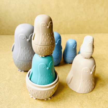 Poupée russe en silicone pingouin, jouet Montessori, jeu empilable sensoriel éveil et éducatif, idée cadeau bébé et enfant