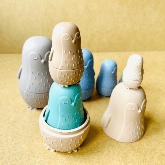 Poupée russe en silicone pingouin, jouet Montessori, jeu empilable sensoriel éveil et éducatif, idée cadeau bébé et enfant