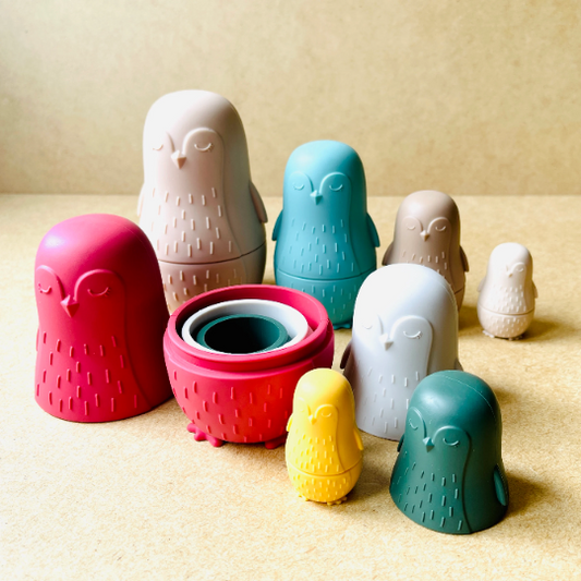 Poupée russe en silicone pingouin, jouet Montessori, jeu empilable sensoriel éveil et éducatif, idée cadeau bébé et enfant