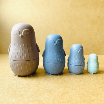 Poupée russe en silicone pingouin, jouet Montessori, jeu empilable sensoriel éveil et éducatif, idée cadeau bébé et enfant