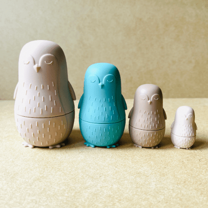 Poupée russe en silicone pingouin, jouet Montessori, jeu empilable sensoriel éveil et éducatif, idée cadeau bébé et enfant