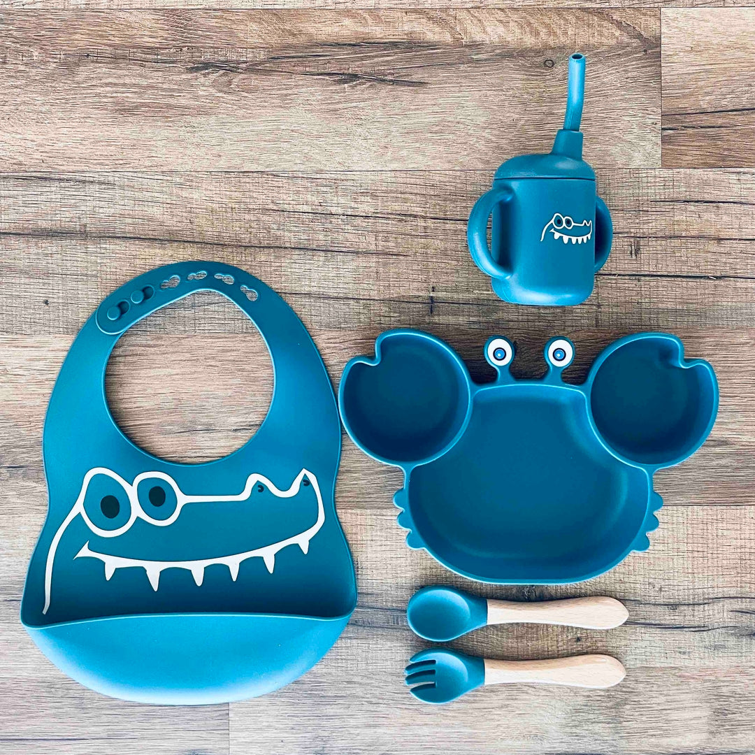 Ensemble repas complet en silicone et bois personnalisé