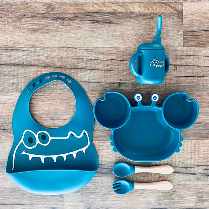 Ensemble repas complet en silicone et bois personnalisé