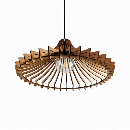 Suspension en bois de hêtre design ajouré diamètre 45 cm, lampe suspendue décorative moderne