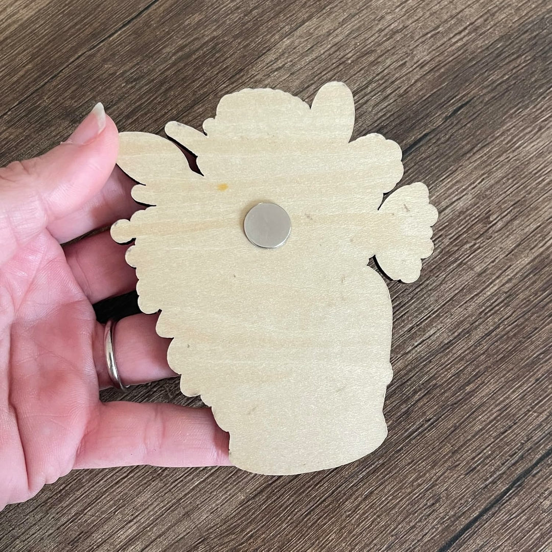 Magnet en Bois "Bonne fête Maman", arrosoir et fleurs, idéal cadeau fête des mères